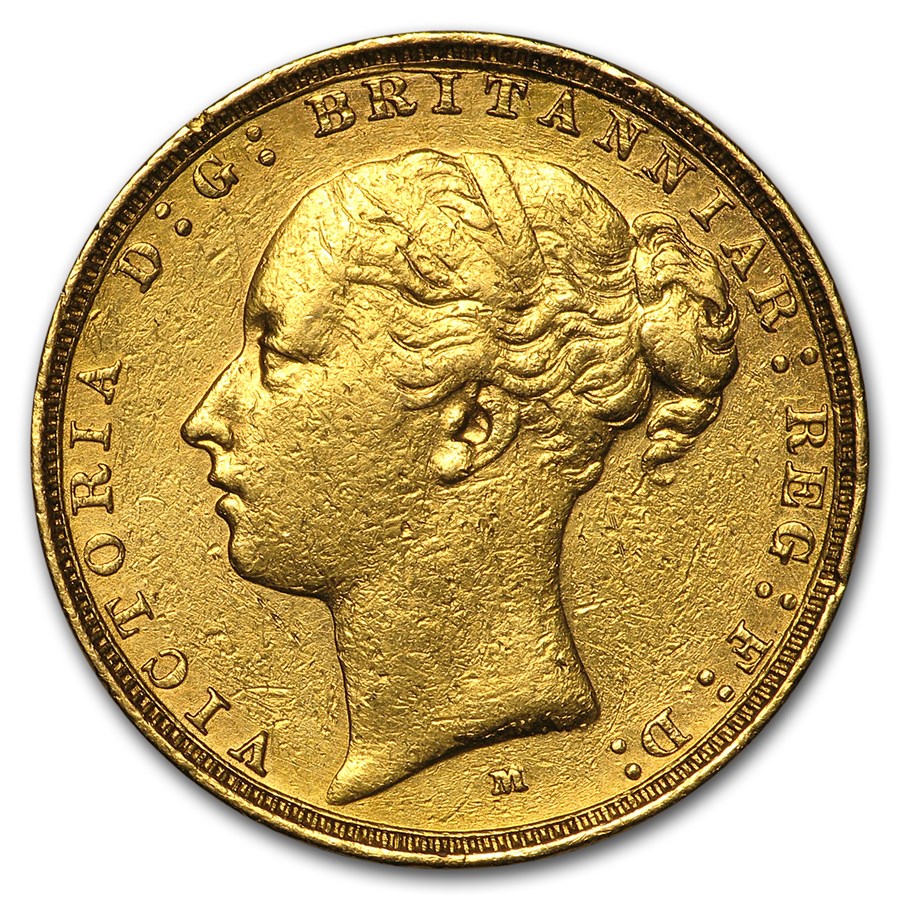 18721887M Australia Gold Sovereign Young Victoria (Scruffy) Coin For Sale Australia Gold